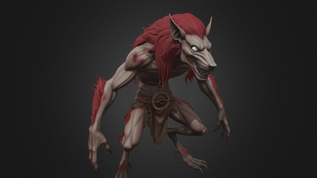 Red Mane Beast Warrior Wolf