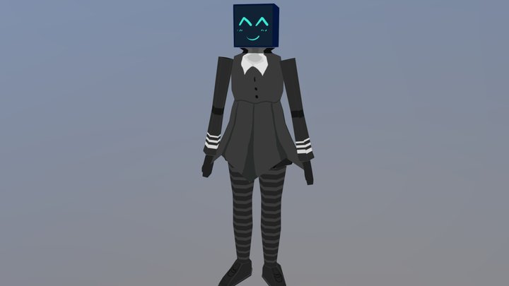 Robot-CubeHead girl 3D Model
