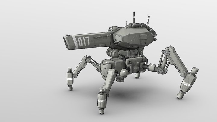 Spidertank Concept art Tintanfall 3D Model