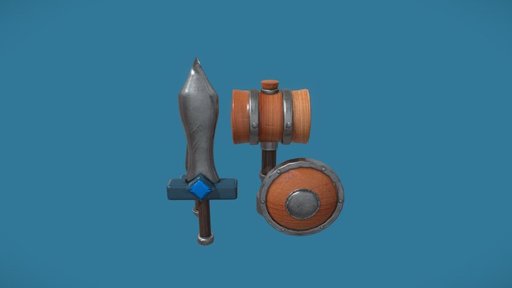 Weapons Variety - Uv's & Textured 3D Model