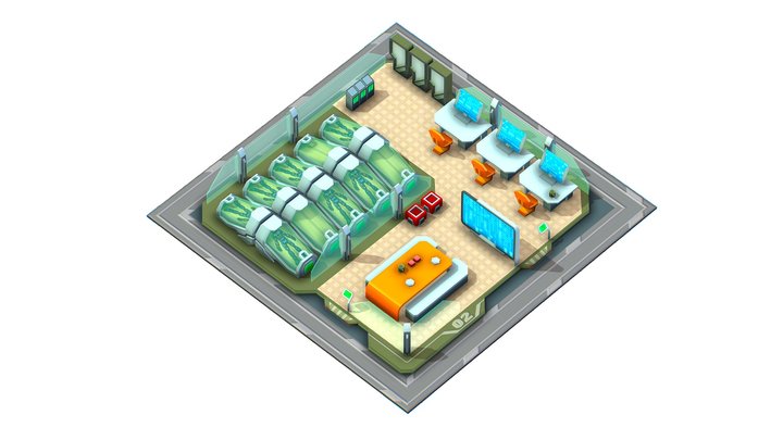 isometrical recreation room barrack hospital 2 3D Model