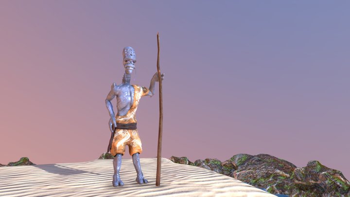 Zbruii'k - Alien Water Monk (Idle Animation) 3D Model
