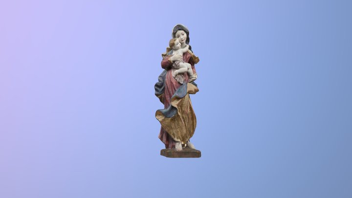 3D Scan Madonna mit Kind, Holzschnitzerei 3D Model