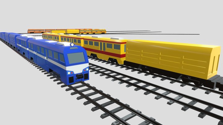 Trains - Rail Transport - Low Poly 3D Model