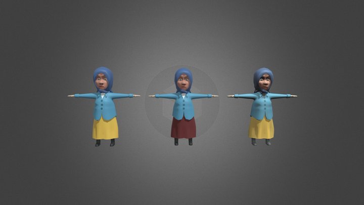 Grandmother character 3D - low poly old woman 3D Model