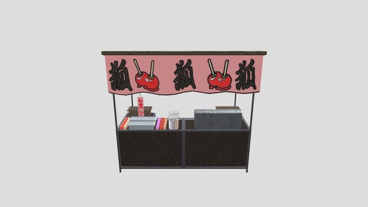 Japanese Candy Apple Stand 3D Model