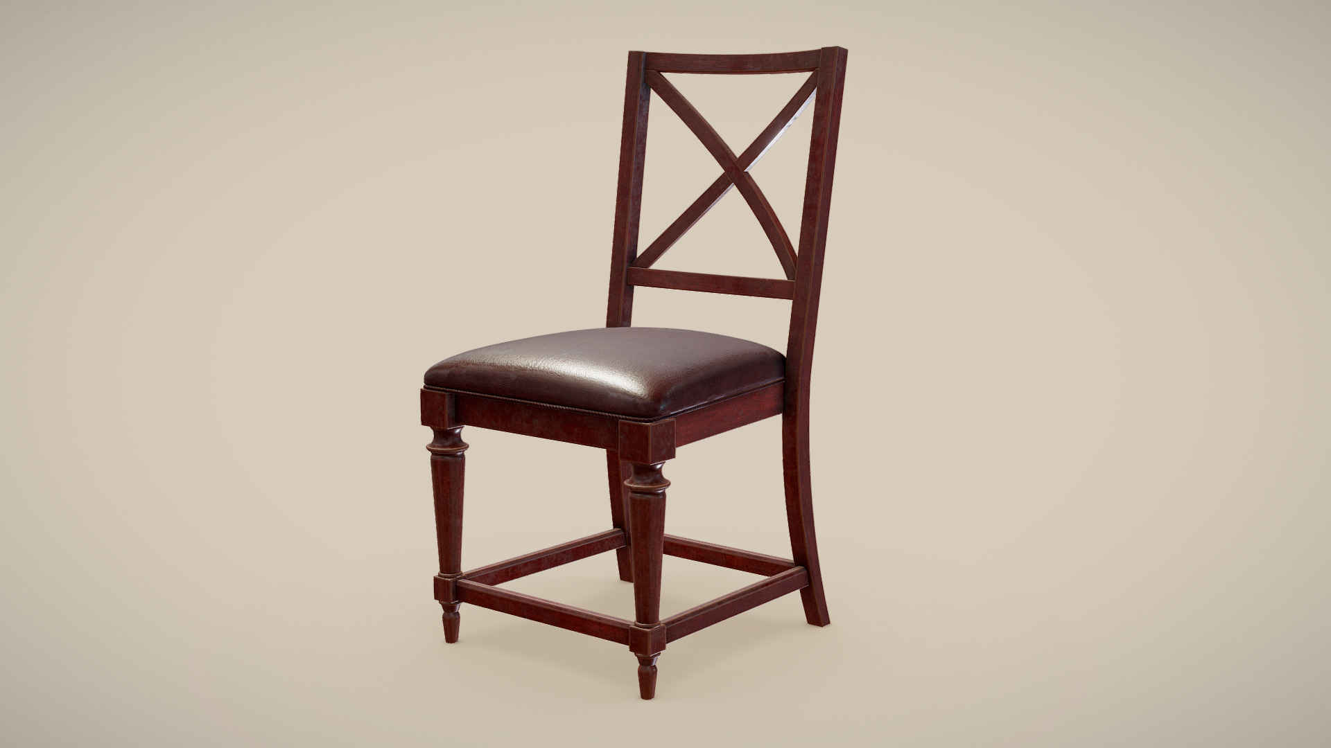 3D model Cary Chair - This is a 3D model of the Cary Chair. The 3D model is about a wooden chair against a white background.
