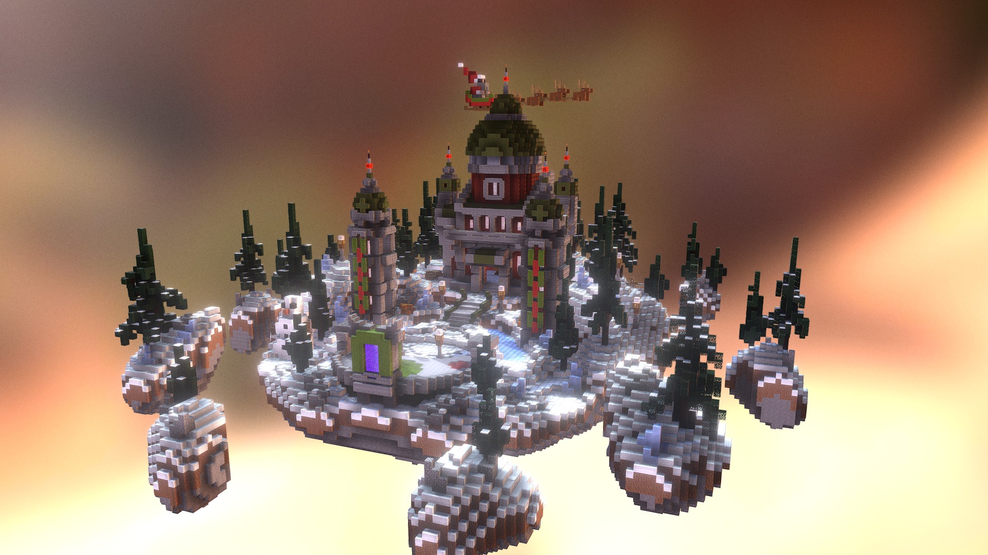 3D model Santa Home Lobby - This is a 3D model of the Santa Home Lobby. The 3D model is about a toy castle with many small buildings.