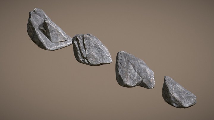 4 Peak Rocks 3D Model