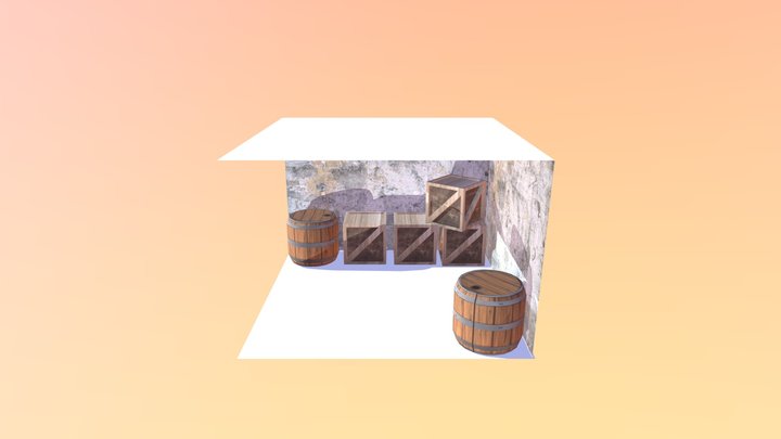 Barrels And Crate 3D Model
