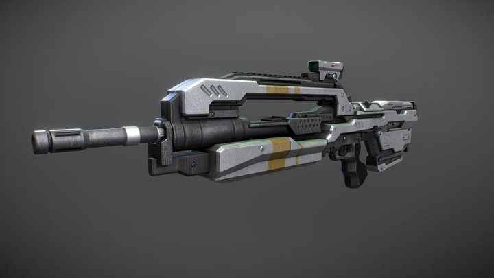Battle Rifle - Halo 4, Normal Mapped 3D Model