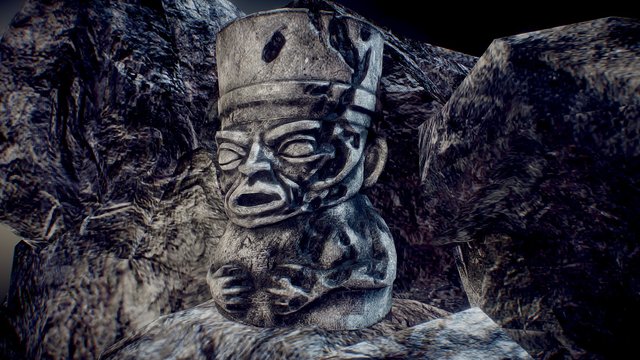 Statute among Rocks 3D Model