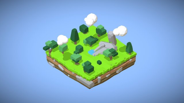 Lowpoly forest island 3D Model