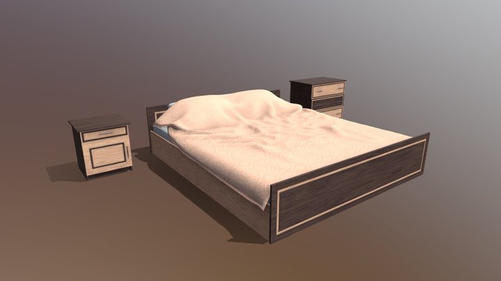 Bed With Curbstones 3D Model