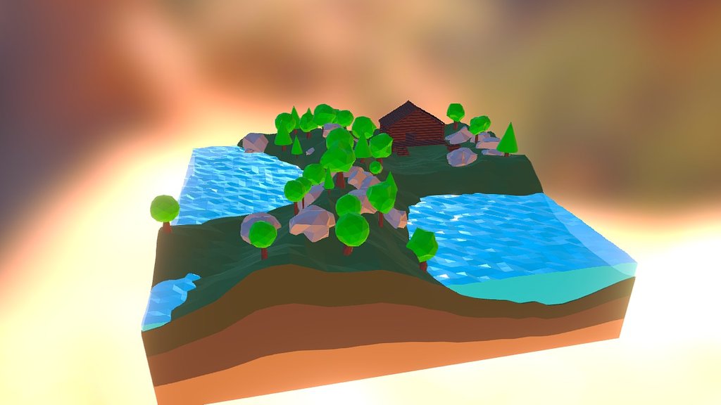 Landscape Blockhouse Low Poly