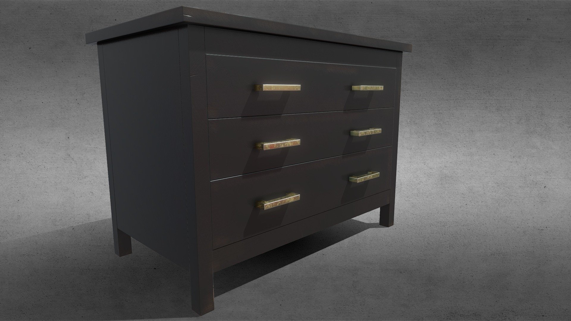 Black dresser, worn, square handles Download Free 3D model by Raven