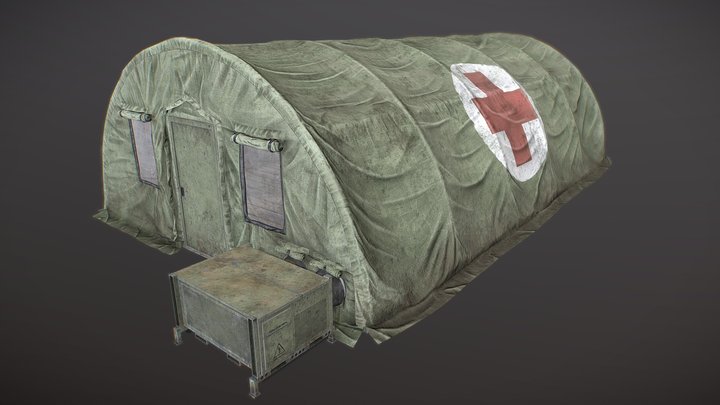 Modern Military Tent videogame asset green/dirt 3D Model