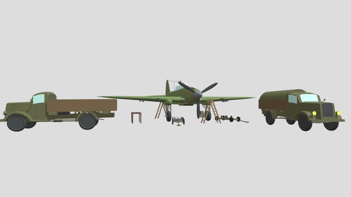 IL-2M3 Scene 3D Model