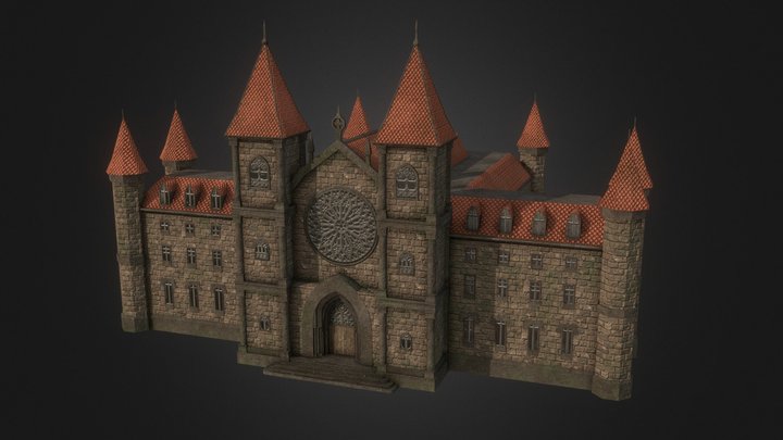 Neo Gothic Castle - Low poly 3D Model