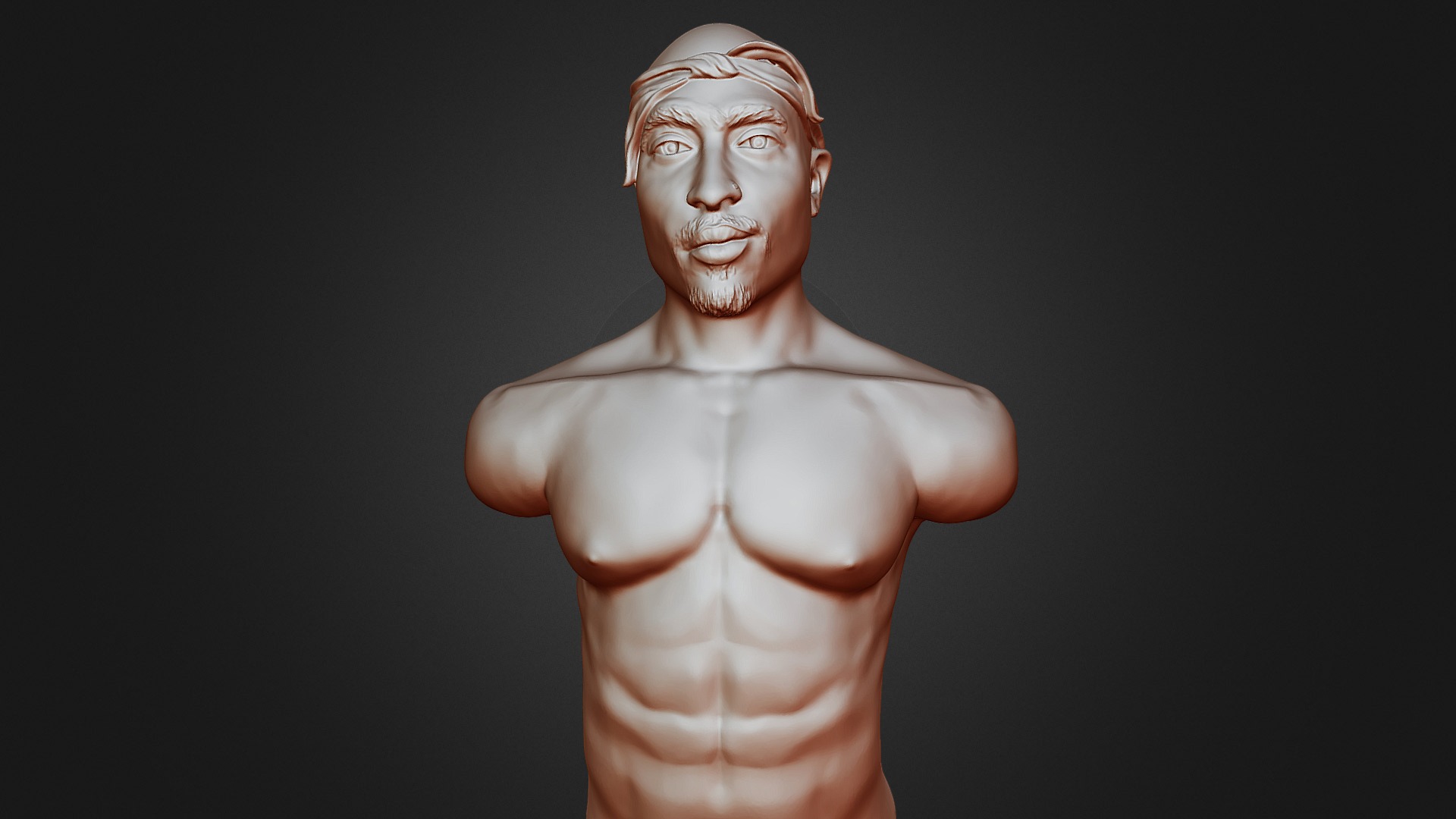 3D model 2 Pac 3D printable portrait bust - This is a 3D model of the 2 Pac 3D printable portrait bust. The 3D model is about a statue of a person.