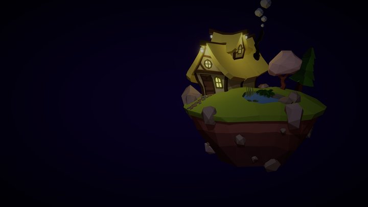 Low Poly Sunset Island 3D Model