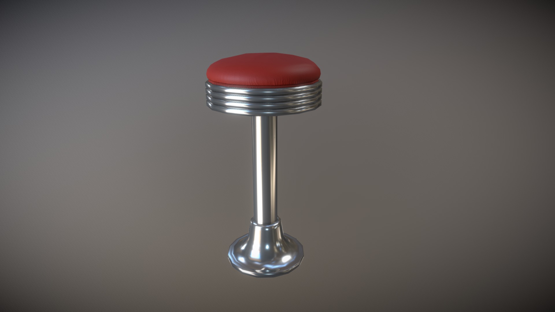 3D model Retro Stool - This is a 3D model of the Retro Stool. The 3D model is about a silver and red metal object.