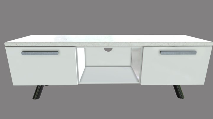 A TV table with drawers for storage 3D Model