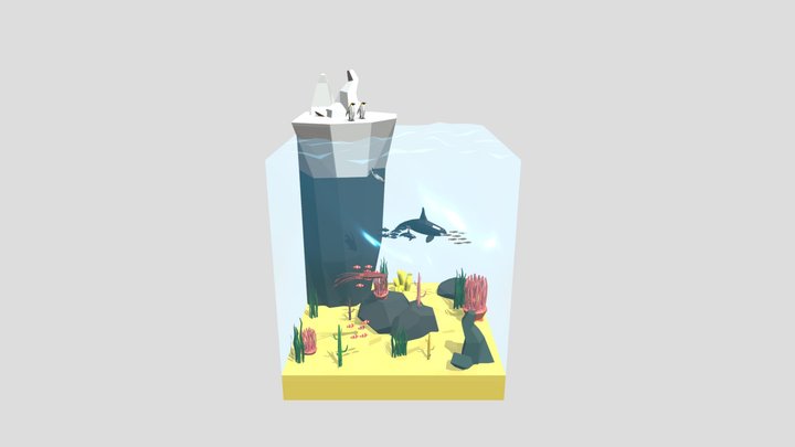 Sea Life Low Poly Diorama #LPSeaLifeChallenge. 3D Model