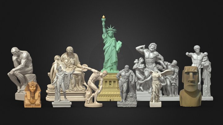 World Famous Statues Pack 3D Model