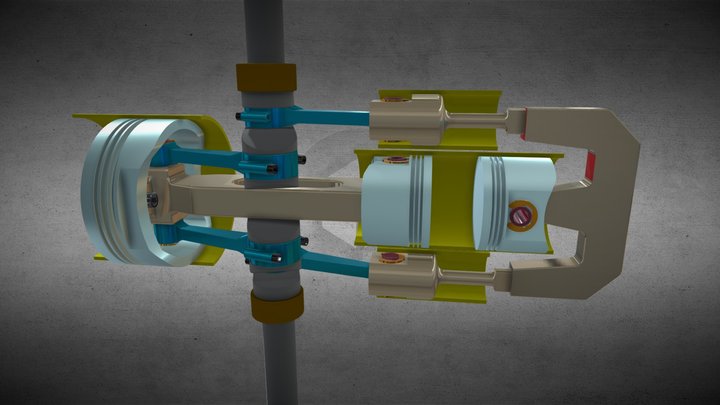 Opposed Piston Engine Mechanism – Modello 3D gratuito STL