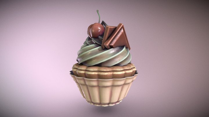 Late Birthday Cupcake 3D Model
