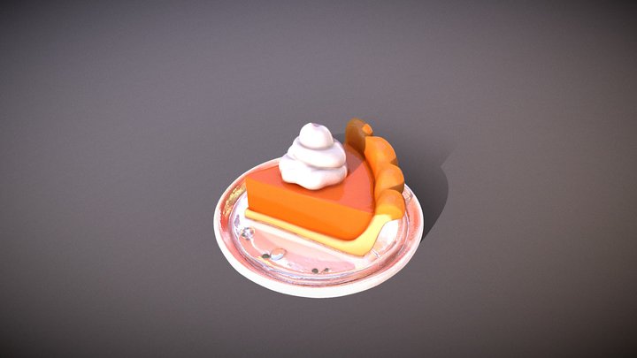 Pumpkin Pie Slice with Whipped Cream 🥧 3D Model