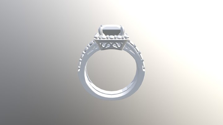 PRINCESS DIAMOND BRIDAL SET IN 14K WHITE GOLD 3D Model