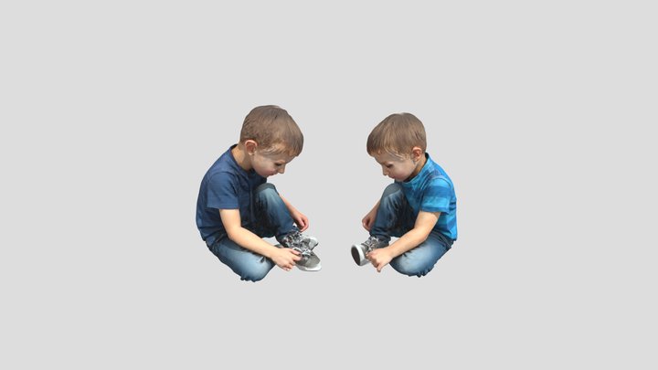Tying Shoes Twins 3D Model