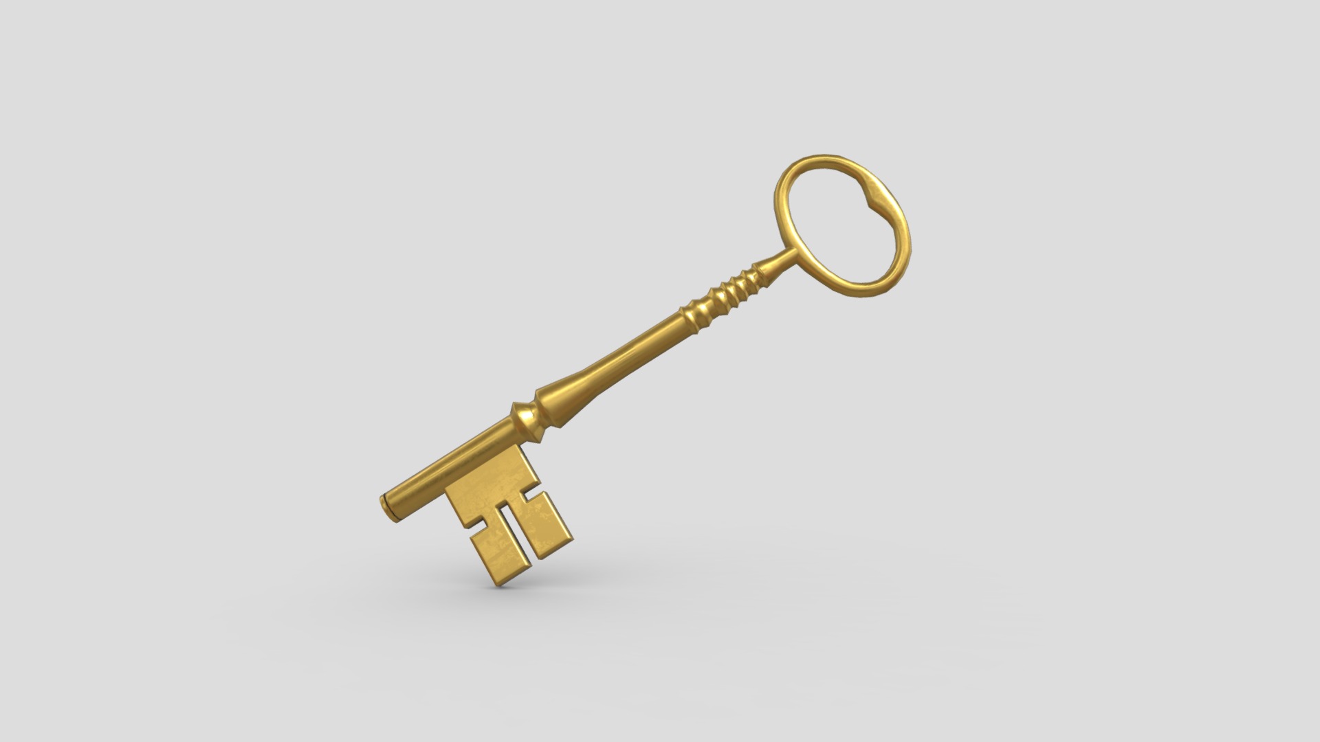 3D model Key 3 - This is a 3D model of the Key 3. The 3D model is about a gold key chain.
