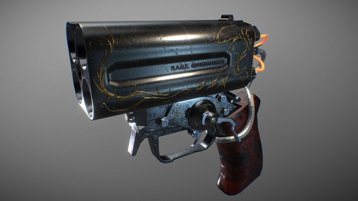 Quad-Barrel Howdah Pistol 3D Model