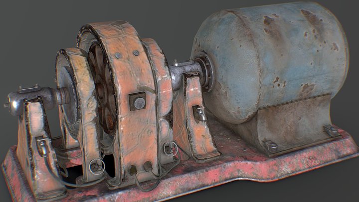 Old rusty Generator Machine 3D Model