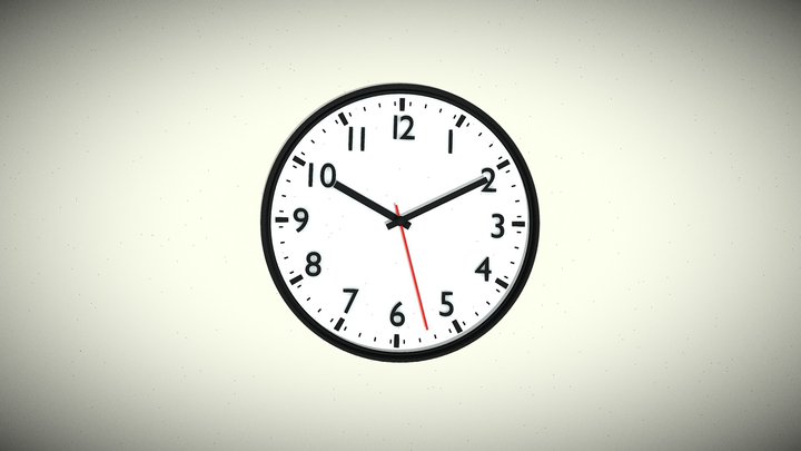 Classic wall/school Clock, black and white. 3D Model
