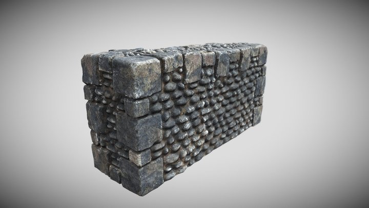 Stone Wall - Low-poly Rock Game-ready Model 3D Model
