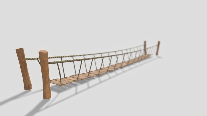 Wooden rope bridge 3D Model