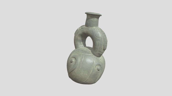 Stirrup Spout Vessel with Spiral Design 3D Model