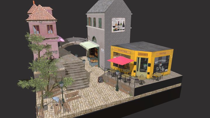 City Scene Annecy 3D Model