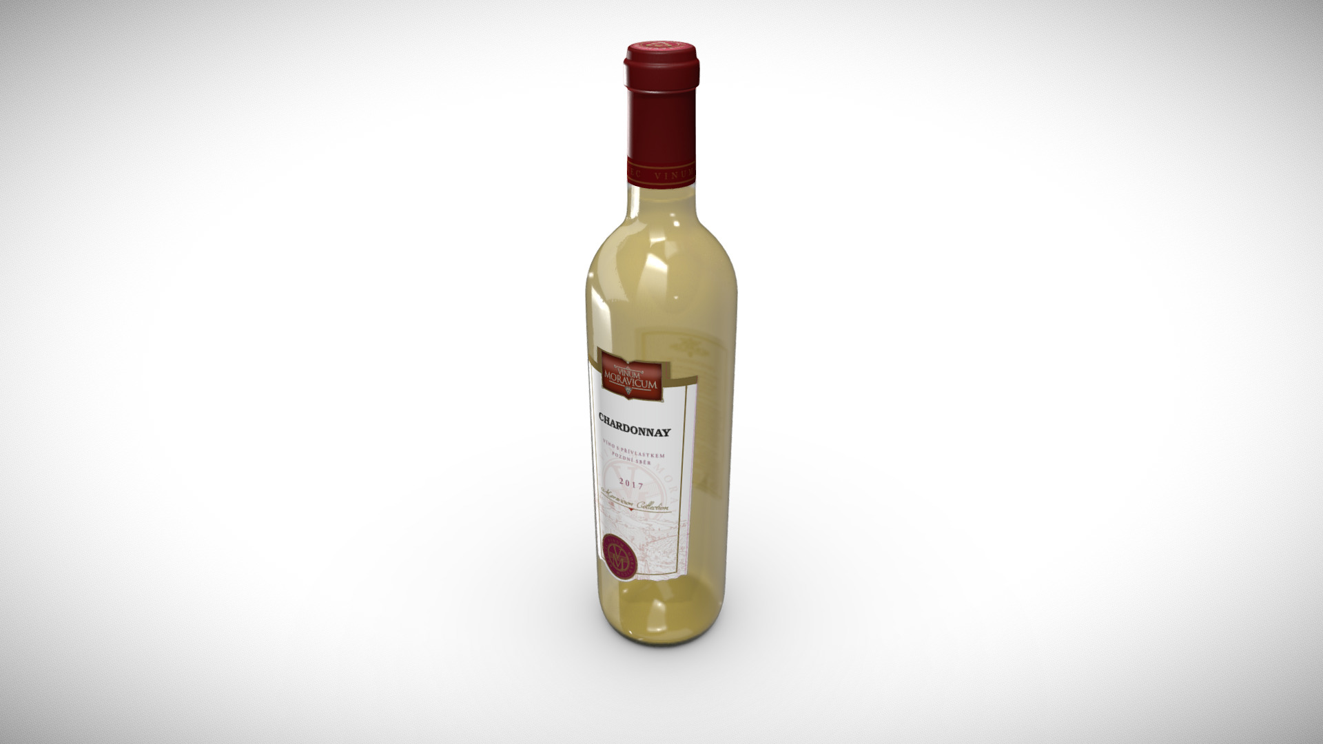 3D model Bottle of Wine Chardonnay 2017 - This is a 3D model of the Bottle of Wine Chardonnay 2017. The 3D model is about a bottle of alcohol.