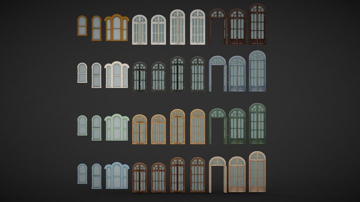 Round Windows Collection with Unique Top Design 3D Model