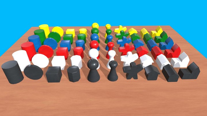 playing piece set for board games 3D Model