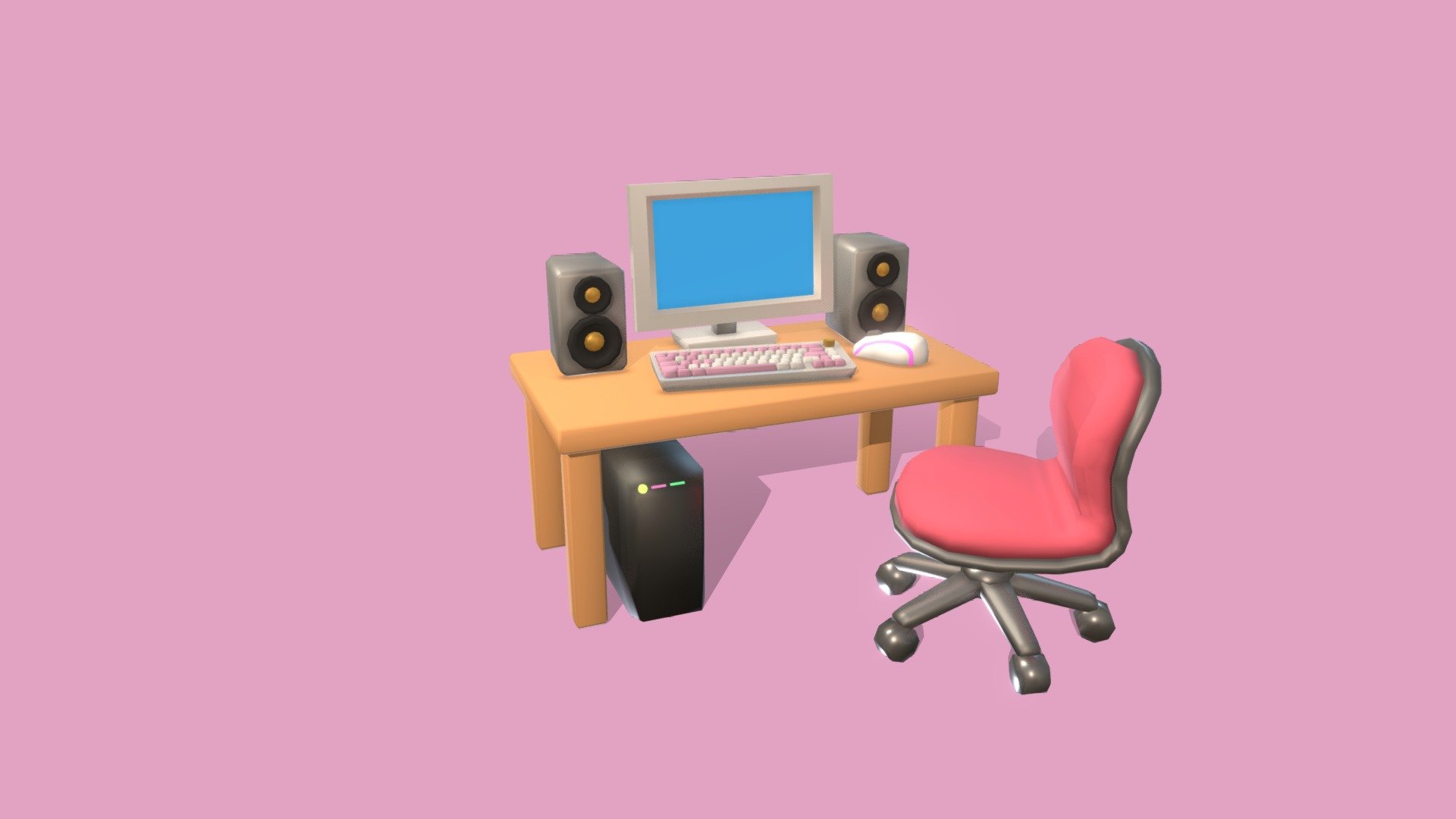 Stylized Lowpoly PC Setup - 3D model by alien_studio [5489a78] - Sketchfab
