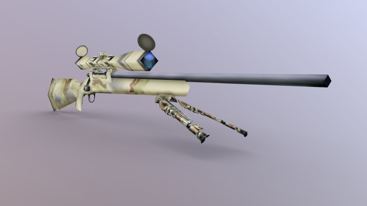 PS1-style M24 Sniper Rifle 3D Model