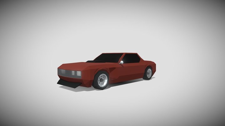 Low Poly 1970s Generic Muscle Car 3D Model