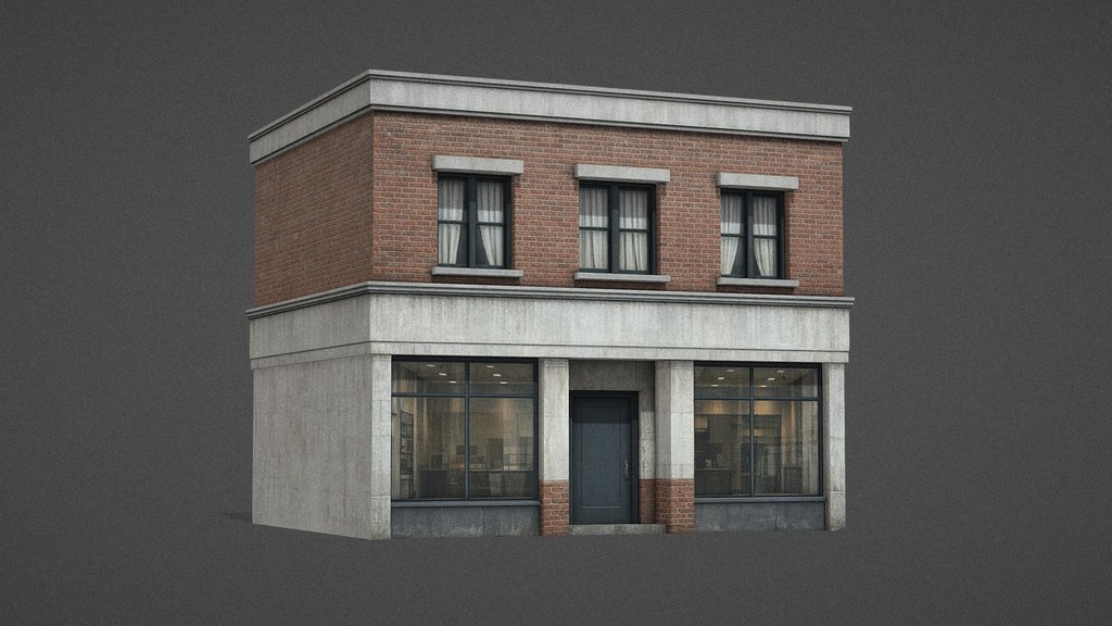 Brick Shop Building | Lowpoly