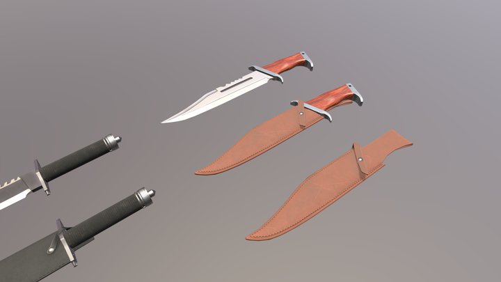 Rambo Bowie Knife Collection - PBR Low-poly 3D Model